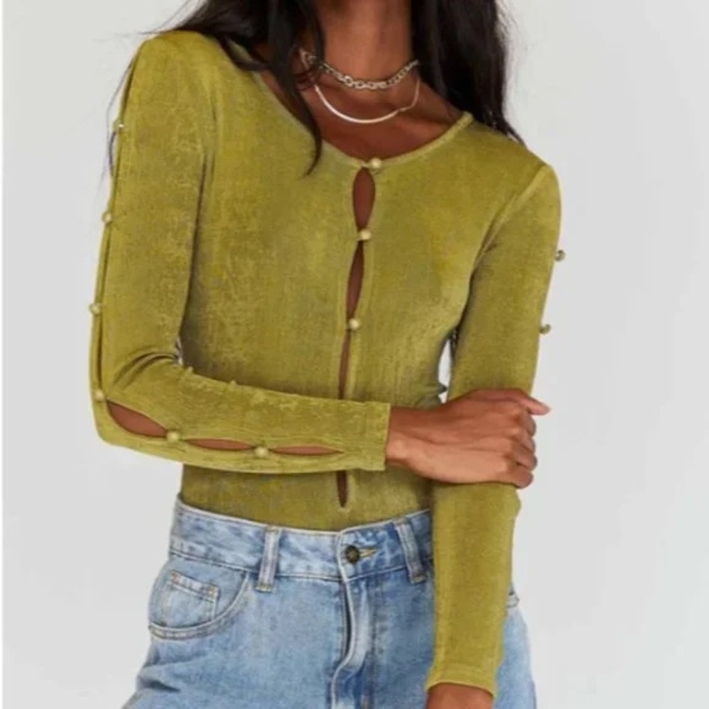 Princess Polly Gianna Long Sleeve Bodysuit Green